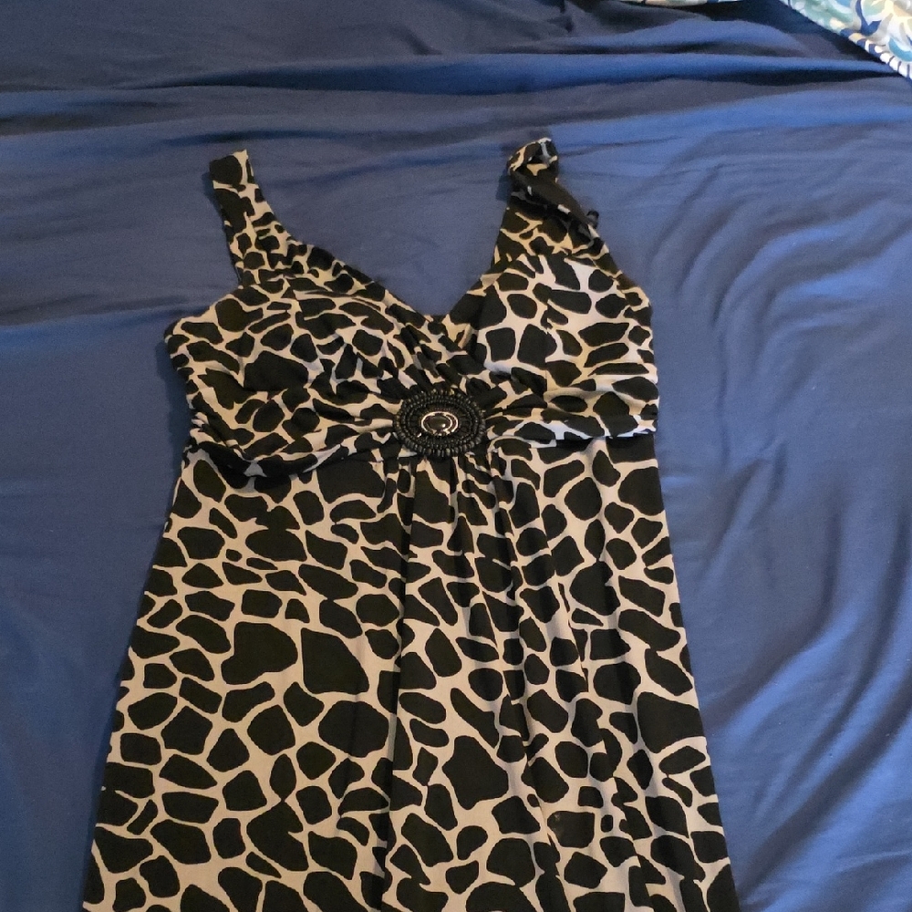 Black and Cream Animal Print Dress